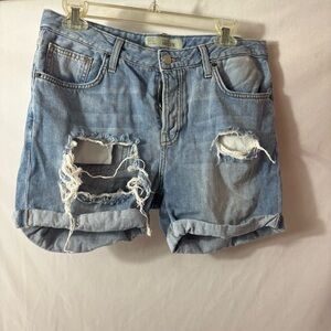 Topshop Hayden Ripped Light Blue Jean Shorts